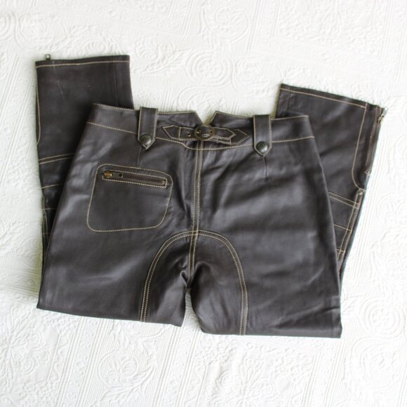 CASCH GRO ABRAHAMSSON vintage leather cropped pant equestrian POLO Jodhpurs 38 - Picture 7 of 9